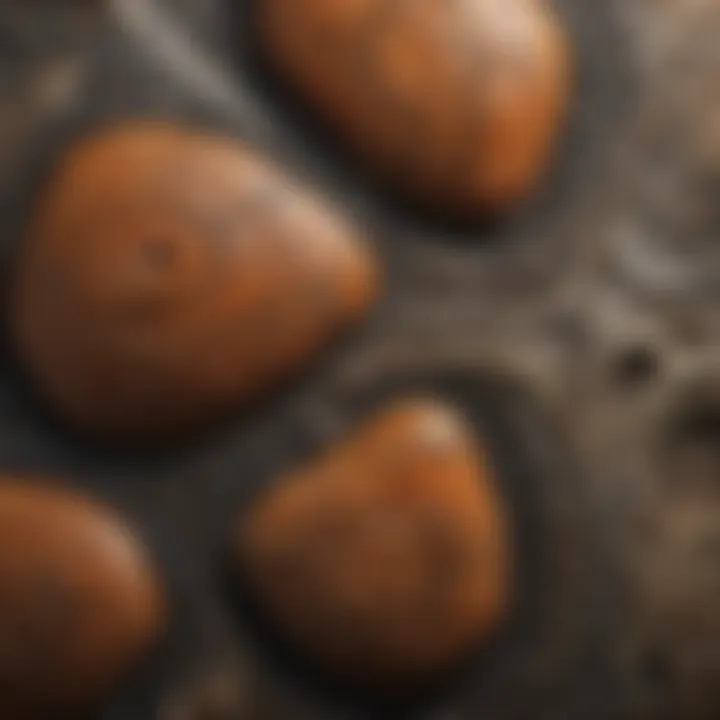 Detailed close-up of the texture and patterns on a dinosaur bone