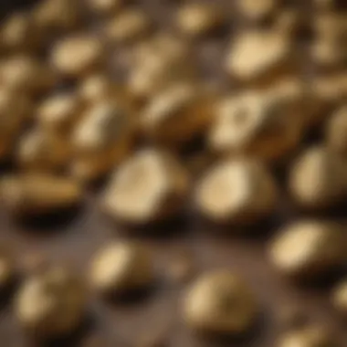 A close-up of gold nuggets found using a metal detector.