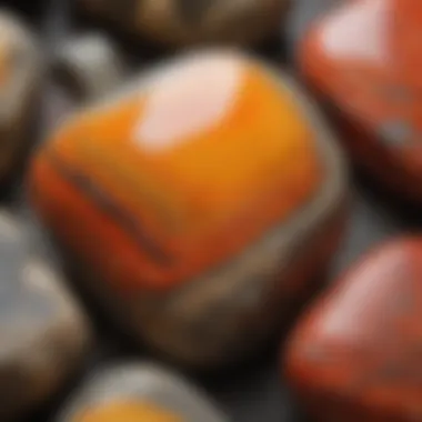 Vibrant Color Palette of Bumblebee Jasper Close-up view of Bumblebee Jasper showcasing its vibrant colors.