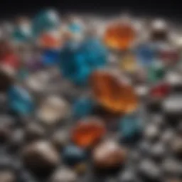 A vibrant display of assorted crystal rocks awaiting cleaning