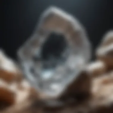 The natural formation of a clear gemstone in its raw state