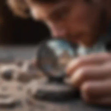 Precision in Detail: Using a Loupe for Gemstone Evaluation Person examining a gemstone through a loupe