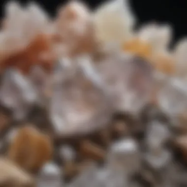 Different varieties of quartz arranged artistically to highlight their diversity