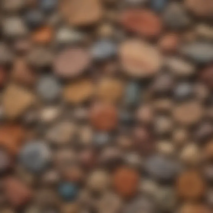 An array of colorful sedimentary rocks highlighting their unique textures and patterns.