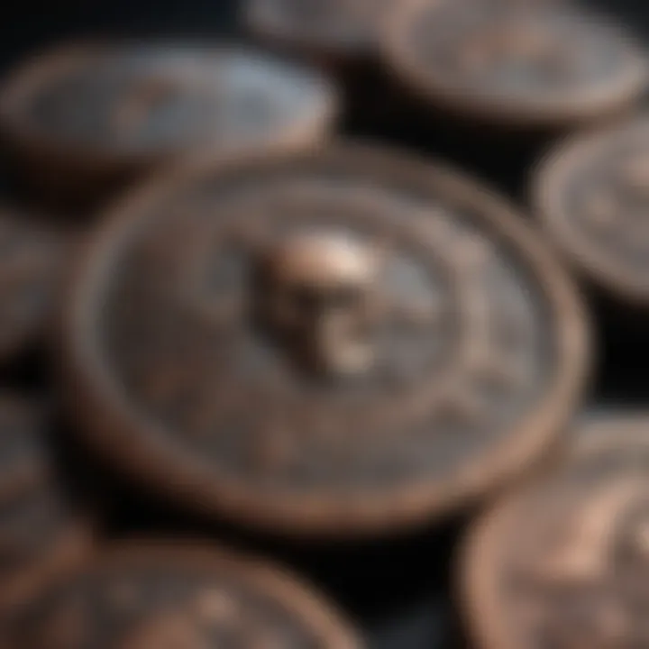 Antique copper pirate coins showcasing intricate designs