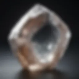 Close-up view of a quartz crystal highlighting its clarity and shape