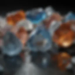 Close-up of various crystal types showcasing their unique properties