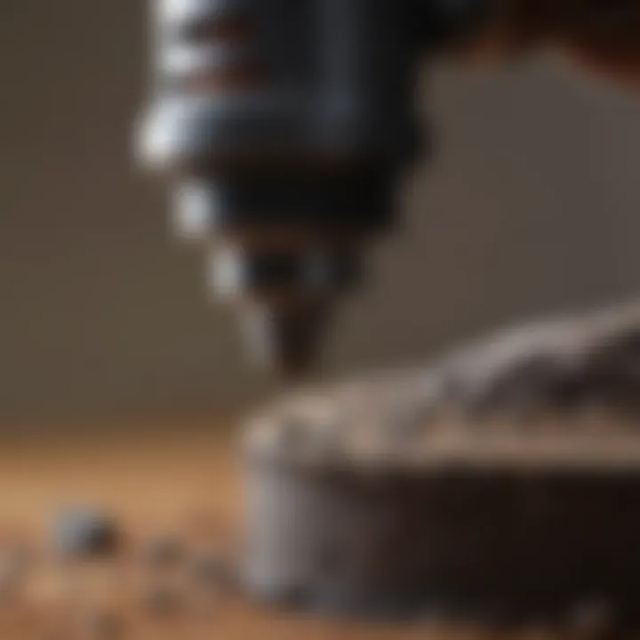 Close-up of Dremel tool buffer in action