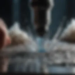 Close-up of a crystal being drilled
