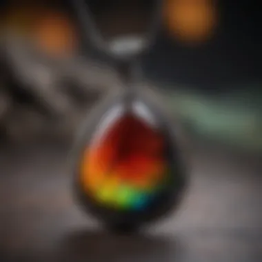 A stunning ammolite pendant showcasing vibrant iridescent colors