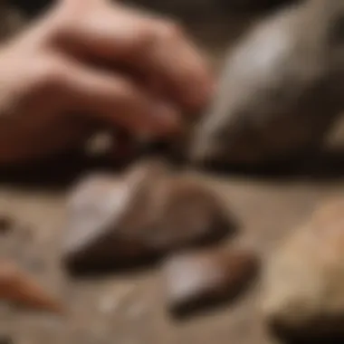 A knowledgeable collector examining arrowheads with care