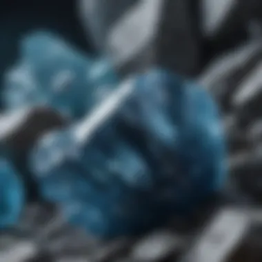 Crystalline Structure of Blue Minerals A close-up of a stunning blue mineral showcasing its crystalline structure.