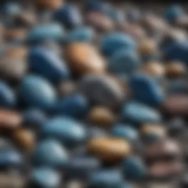 Diversity of Blue Rocks A vibrant display of various blue rocks arranged artistically.