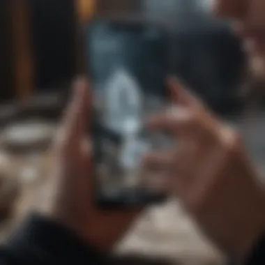 Engaging with Crystal Technology User examining crystals with a smartphone app