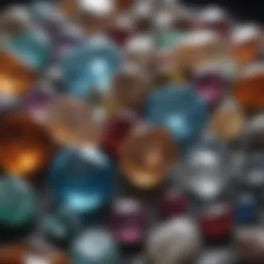 An array of various gemstones highlighting different crystalline forms and colors.