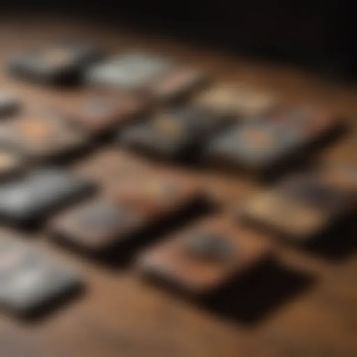 A vintage collection of fossil card holders displayed elegantly