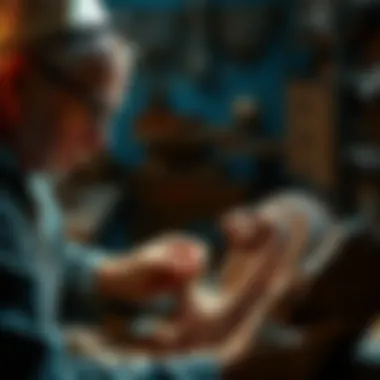 A geological expert evaluating a rare fossil specimen