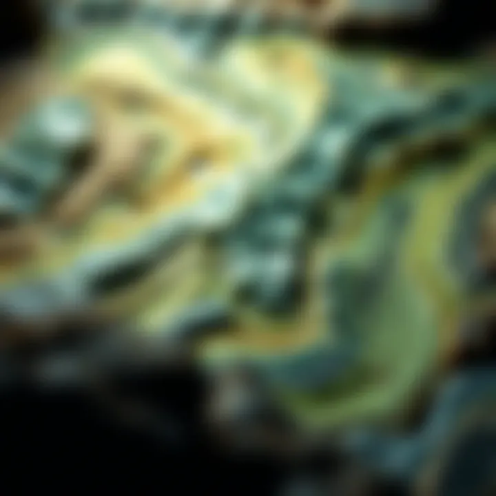 A geological map highlighting regions rich in green rock formations