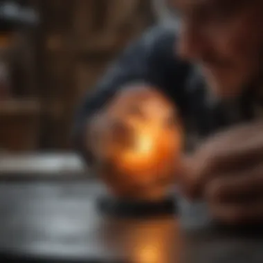 A craftsman skillfully shaping a cabochon, demonstrating the artistry involved in the craft