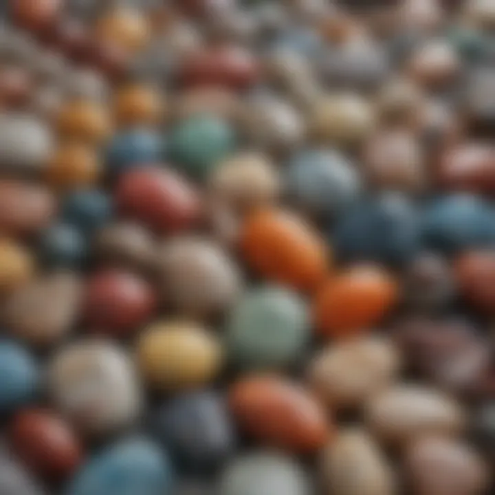 A display of various natural stones used for cabochon making, highlighting their geological diversity