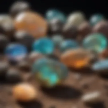 Opals in Cultural Context An artistic representation of opals in cultural artifacts, emphasizing their historical significance.