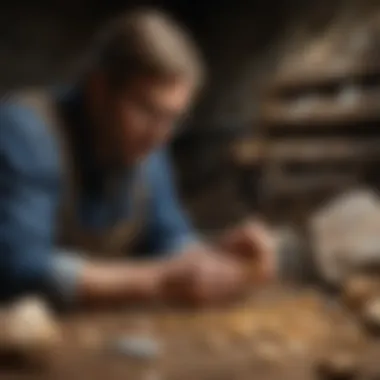 Geologist examining mineral samples for gold content