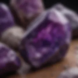 Close-up view of sugilite gemstone showcasing its vivid purple hue and unique texture
