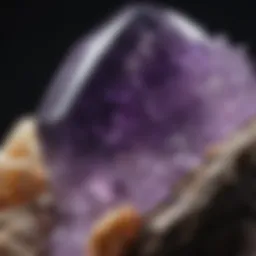 Close-up of a sparkling raw amethyst with intricate details