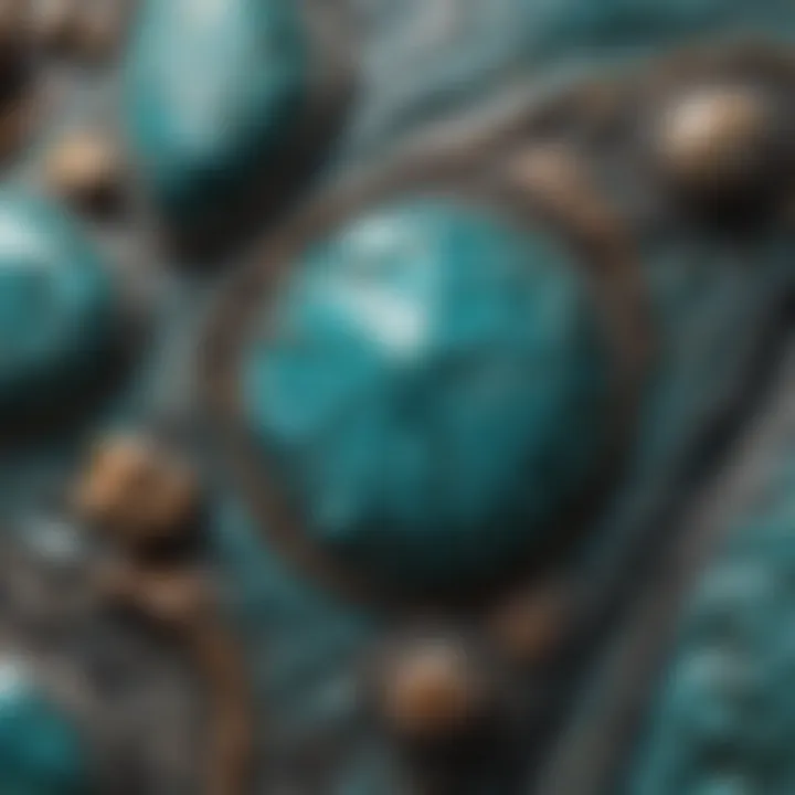 Detailed macro shot of a raw turquoise stone showcasing unique patterns