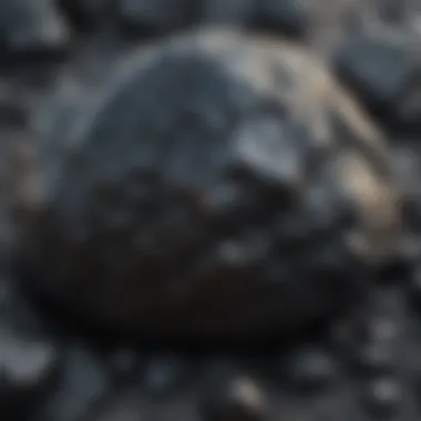Intriguing Texture of Light Shiny Black Rock Lustrous light shiny black rock with unique texture