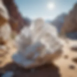 Stunning white crystal-looking rock formation glistening under sunlight