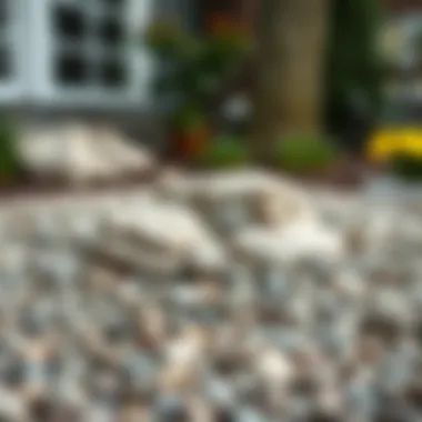Decorative Feature Using Small River Rocks An outdoor decorative feature made with small river rocks, illustrating creative design in landscaping.