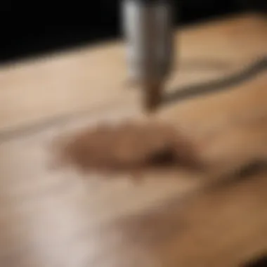 Dremel tool in action, demonstrating its versatility on a wooden surface.