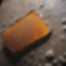 Close-up of epoxy adhesive applied to stone