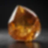 Close-up of natural citrine crystal showcasing its vibrant hues