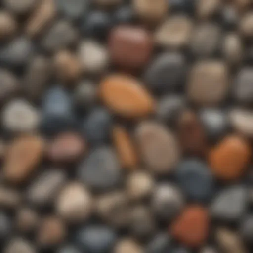 A close-up view of various types of stones showcasing their textures and colors.