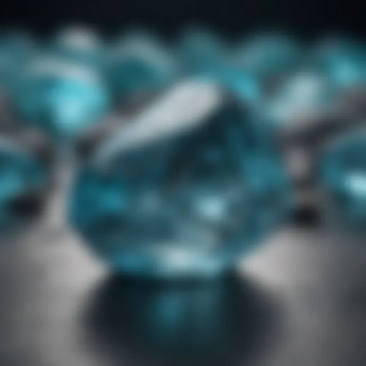 Aquamarine crystal reflecting light in a serene blue color