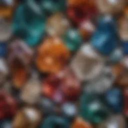 A close-up of various crystals showcasing their unique colors and formations