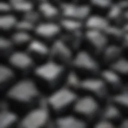 A close-up view of shungite stones showcasing their unique texture and appearance.