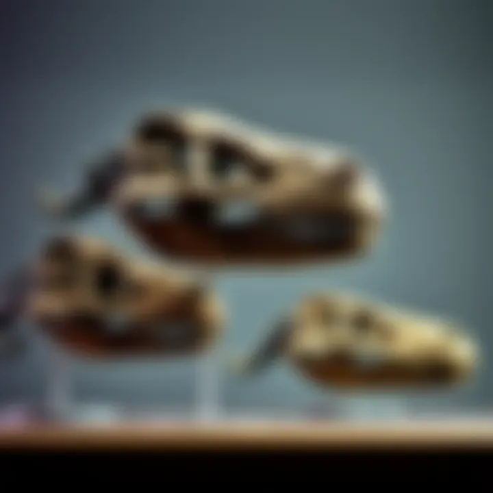 Comparison chart of different Allosaurus skull replicas emphasizing variations