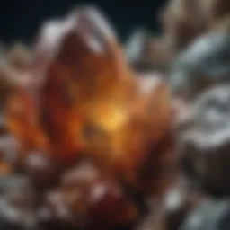 Close-up view of a stunning large crystal rock showcasing intricate formations and colors