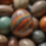 Close-up of a polished rock egg showcasing its vibrant colors and patterns