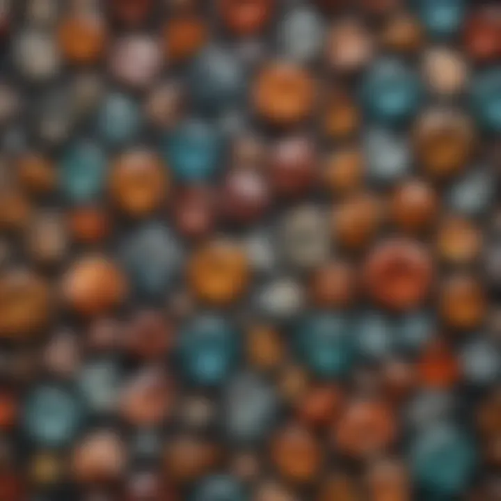 Illustration of various types of zircon, highlighting their distinct colors and properties