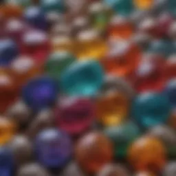 A close-up view of polished gemstones showcasing vibrant colors and textures.