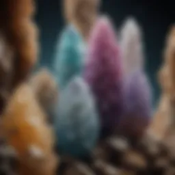 Stunning display of tall geodes showcasing their unique crystalline structures