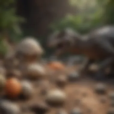 Dinosaurs Life Cycle and Nesting Behavior Illustration showing the life cycle of dinosaurs including nesting behavior.