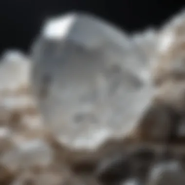 Luminous Facets of White Jewel Stone Close-up of a luminous white jewel stone showcasing its intricate facets
