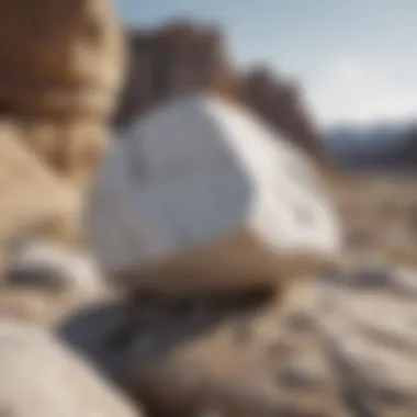 A natural formation of white stone in a serene landscape