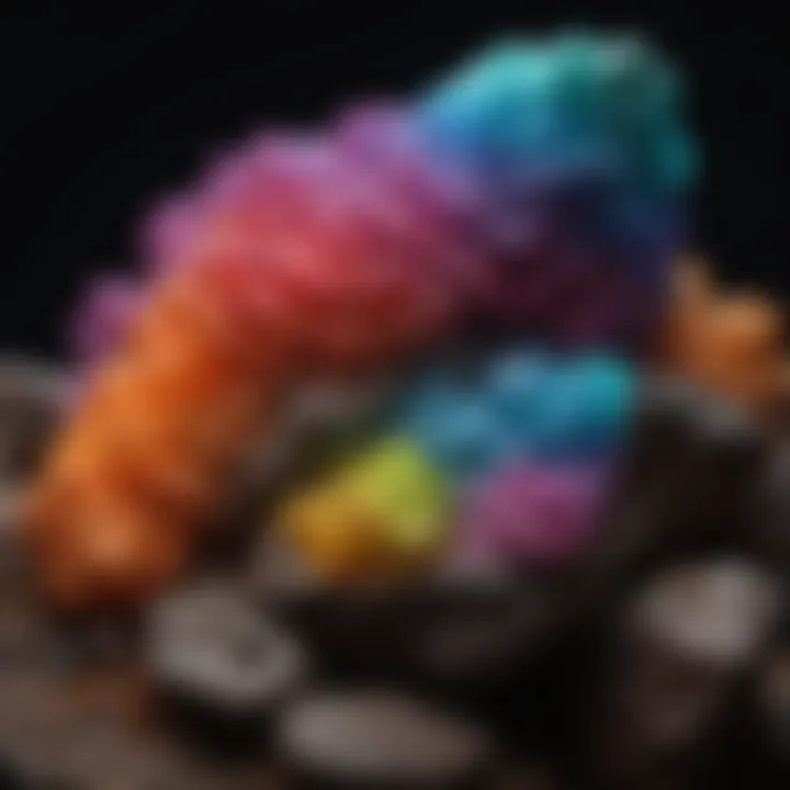 Spectrum of colors emitted by phosphorescent rock under UV light