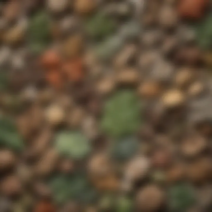 Close-up of fossilized plant specimens highlighting biodiversity